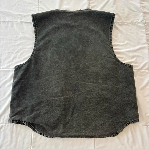 Vintage Carhartt Sherpa-Lined Vest Green Grey Fleece Work Streetwear VTG - Picture 4 of 6